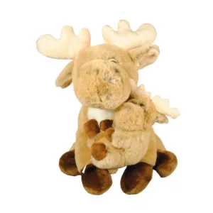 Großes, weiches, sitzendes Elch-Kuscheltiere mit Baby, 25 cm