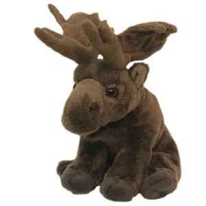 Kuschelelch – dunkelbrauner Elch aus kurzem Plüsch, 15 cm