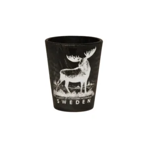 Schnapsglas Eis Schwarz Sweden mit Elch Motiv