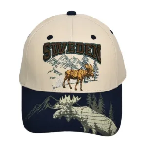 Cap mit Elchmotiv im Wald-Design, in Beige und Bla