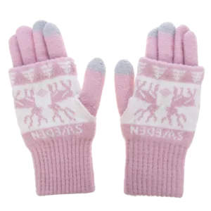 Touchscreen-Winterhandschuhe Rosa/Weiß